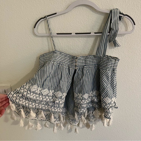 Embroidered striped tassel tank top - Picture 7 of 7
